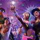 Fortnite characters celebrate at a Coachella-style concert.